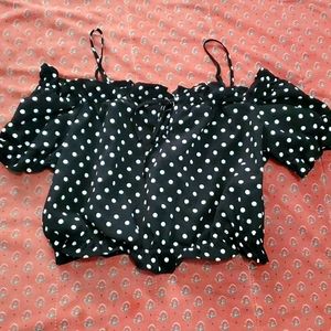A polka-dot crop top